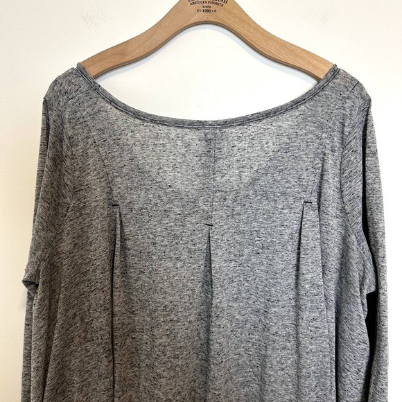 We The Free Womens Top Size Large Heathered Gray Linen Blouse 3/4 Sleeve - Picture 13 of 16